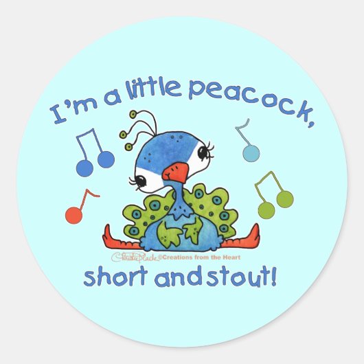 Little Peacock Short en Stout Ronde Sticker (Voorkant)
