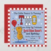 Little Peanut 2nd Birthday Party Invitation Kaart (Voorkant / Achterkant)