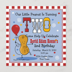 Little Peanut 2nd Birthday Party Invitation Kaart