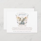 Little Peanut Baby Elephant Baby shower Dank u Bedankkaart (Voorkant / Achterkant)