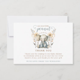 Little Peanut Baby Elephant Baby shower Dank u Bedankkaart