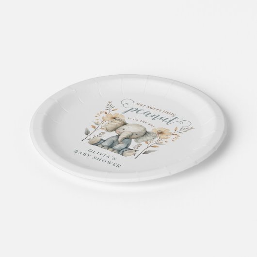 Little Peanut Baby olifant blauw Baby shower Papieren Bordje (Gekanteld)