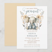 Little Peanut Baby olifant perzik blauw Baby showe Kaart (Voorkant / Achterkant)