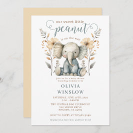 Little Peanut Baby olifant perzik blauw Baby showe Kaart