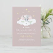 Little Peanut Baby shower Invitation Roze Olifant Kaart (Staand voorkant)