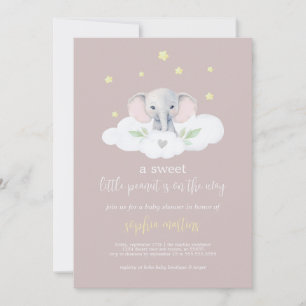 Little Peanut Baby shower Invitation Roze Olifant Kaart