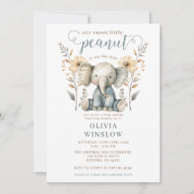 Little Peanut Blue Baby Elephant Baby shower