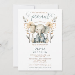 Little Peanut Blue Baby Elephant Baby shower Kaart