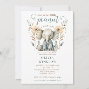 Little Peanut Blue Baby Elephant Baby shower Kaart