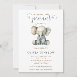 Little Peanut Blue Baby Elephant Baby shower Kaart