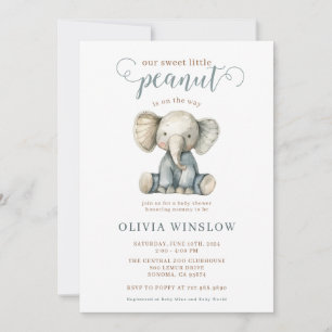 Little Peanut Blue Baby Elephant Baby shower Kaart