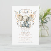 Little Peanut Blue Baby Elephant Baby shower Kaart (Staand voorkant)