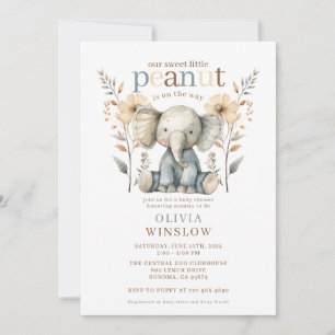 Little Peanut Blue Baby Elephant Baby shower Kaart