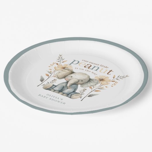 Little Peanut Blue Baby olifant papier Bord (Gekanteld)