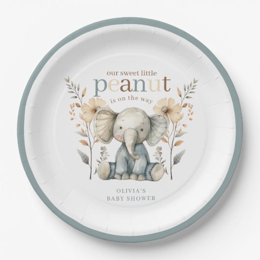 Little Peanut Blue Baby olifant papier Bord (Voorkant)