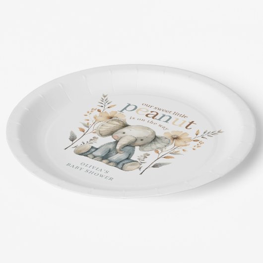 Little Peanut Blue Baby olifant papier Bord (Gekanteld)