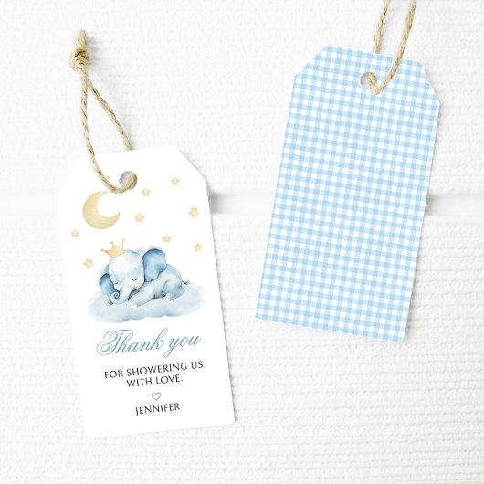 Little Peanut Blue Elephant Baby shower Bedankt Cadeaulabel