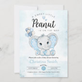 Little Peanut Blue Elephant Baby Shower Kaart (Voorkant)
