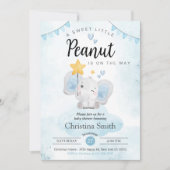 Little Peanut Blue Elephant Baby Shower Kaart (Voorkant)