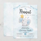 Little Peanut Blue Elephant Baby Shower Kaart (Voorkant / Achterkant)