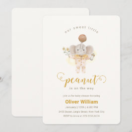 Little Peanut Boho Pajamas Elephant Baby Shower Kaart