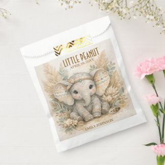 Little Peanut Boho Safari Elephant Boy Baby Shower Bedankzakje