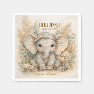 Little Peanut Boho Safari Elephant Boy Baby Shower Servet