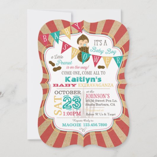Little Peanut Carnival Baby shower Invitation Kaart (Voorkant)