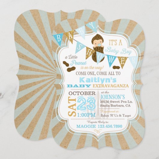 Little Peanut Carnival Baby shower Uitnodiging (Voorkant / Achterkant)