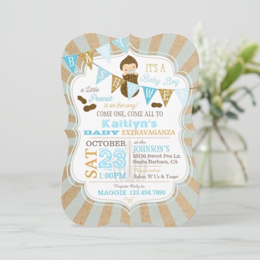 Little Peanut Carnival Baby shower Uitnodiging (Staand voorkant)