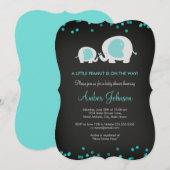 Little Peanut Chalkboard Blue Baby shower Uitnodig Kaart (Voorkant / Achterkant)