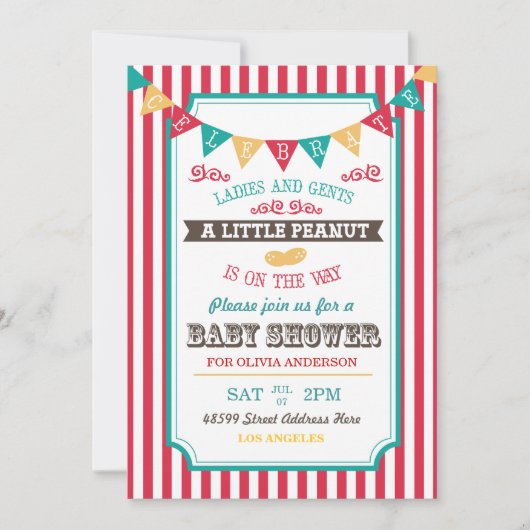 Little Peanut Circus Baby shower Invite Kaart (Voorkant)
