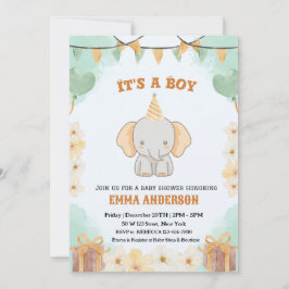 Little Peanut Dreams - Elephant Baby Boy Shower Kaart