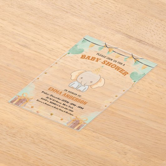 Little Peanut Dreams - Elephant Baby shower Acryl Uitnodigingen (Laagn)