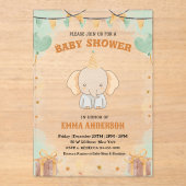 Little Peanut Dreams - Elephant Baby shower Acryl Uitnodigingen (Voorkant)