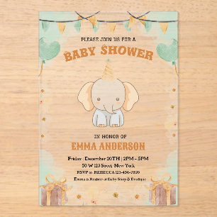 Little Peanut Dreams - Elephant Baby shower Acryl Uitnodigingen