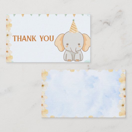 Little Peanut Dreams Elephant Thank You Card Informatiekaartje (Voorkant / Achterkant)