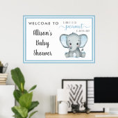 Little Peanut Elephant Baby Boy Shower Welkom Poster (Thuiskantoor)