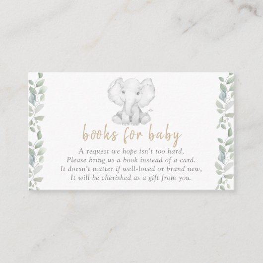 Little Peanut Elephant Baby shower Boeken voor Bab Informatiekaartje (Voorkant)