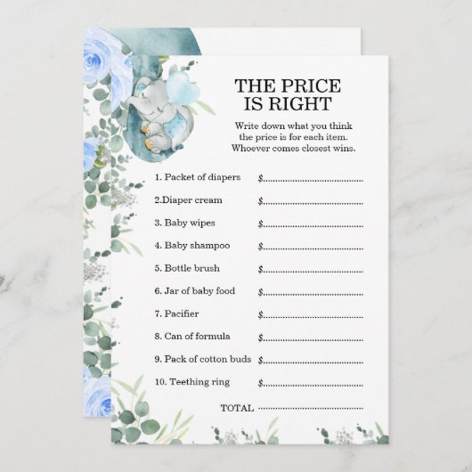 Little Peanut Elephant Baby shower Game Kaart (Voorkant / Achterkant)