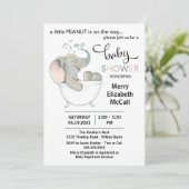 Little Peanut Elephant Baby shower Invitation Kaart (Staand voorkant)