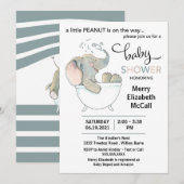 Little Peanut Elephant Baby shower Invitation Kaart (Voorkant / Achterkant)