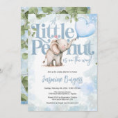 Little Peanut Elephant Baby shower Invitation Kaart (Voorkant / Achterkant)