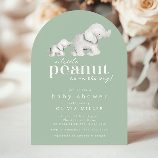 Little Peanut Elephant Baby shower Invitation Kaart