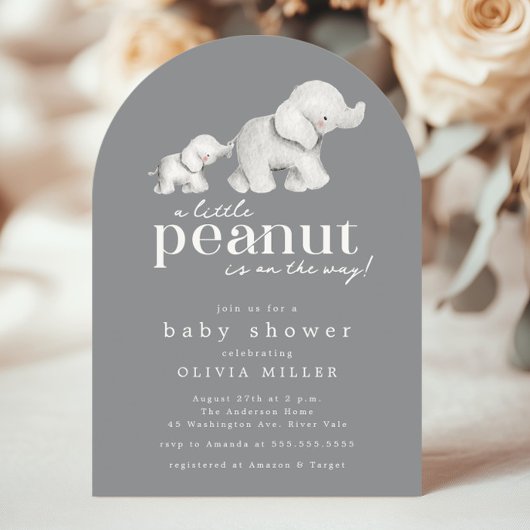 Little Peanut Elephant Baby shower Invitation Kaart