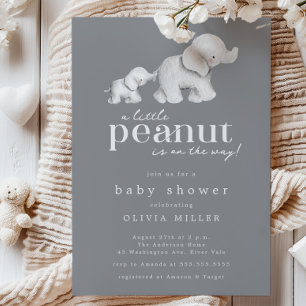 Little Peanut Elephant Baby shower Invitation Kaart