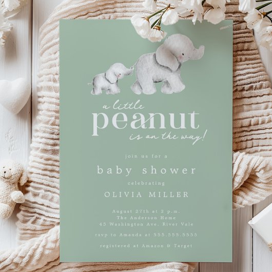 Little Peanut Elephant Baby shower Invitation Kaart