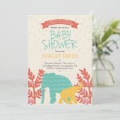 Little Peanut Elephant Baby shower Invitation Kaart (Staand voorkant)
