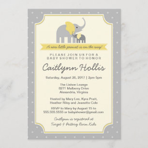Little Peanut Elephant Baby shower Invitation Kaart