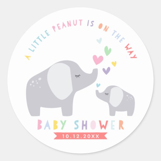 Little Peanut Elephant | BABY SHOWER | Regenboog Ronde Sticker (Voorkant)